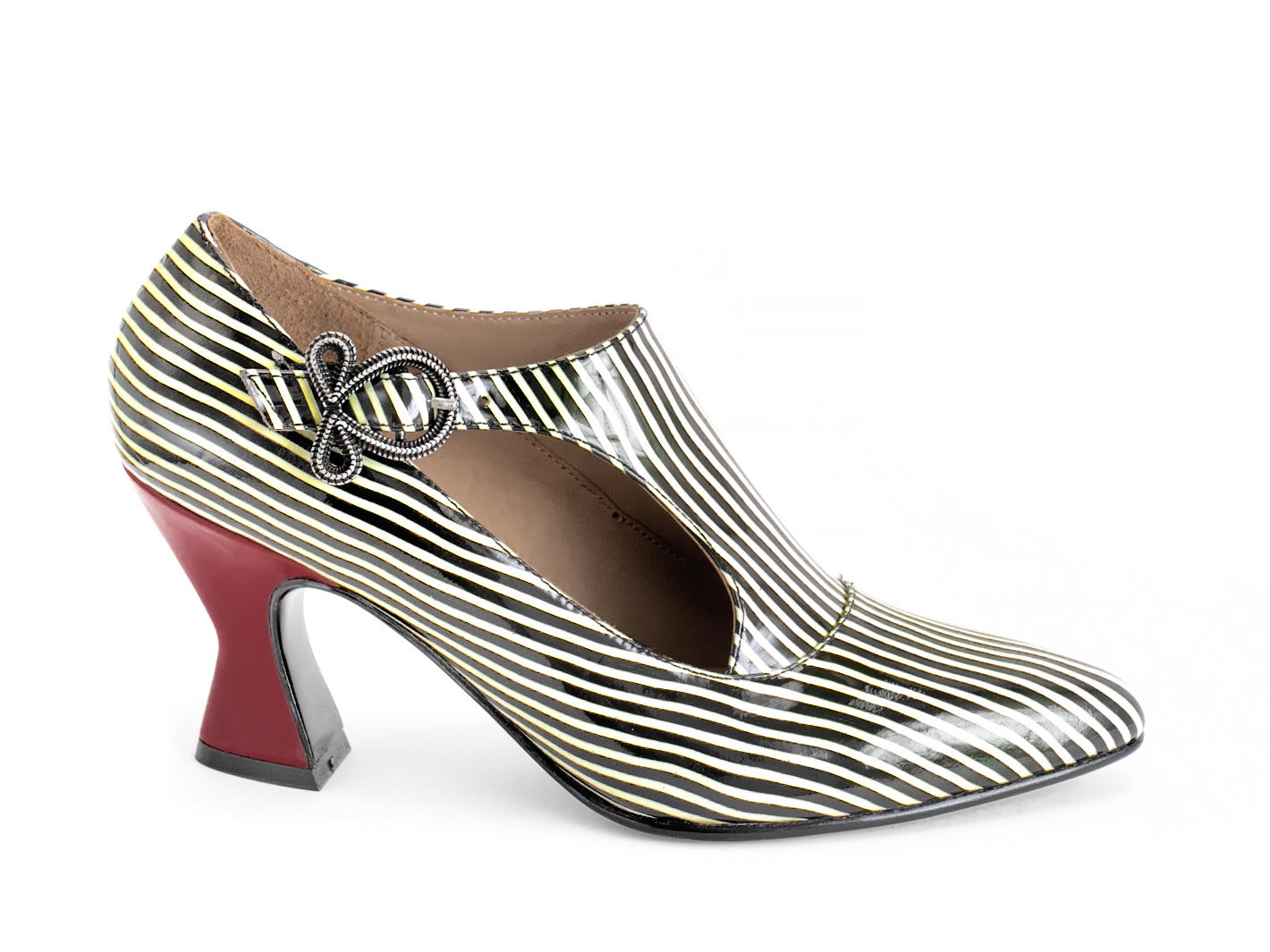 Darla Striped Buckled leather heel: Profile outside