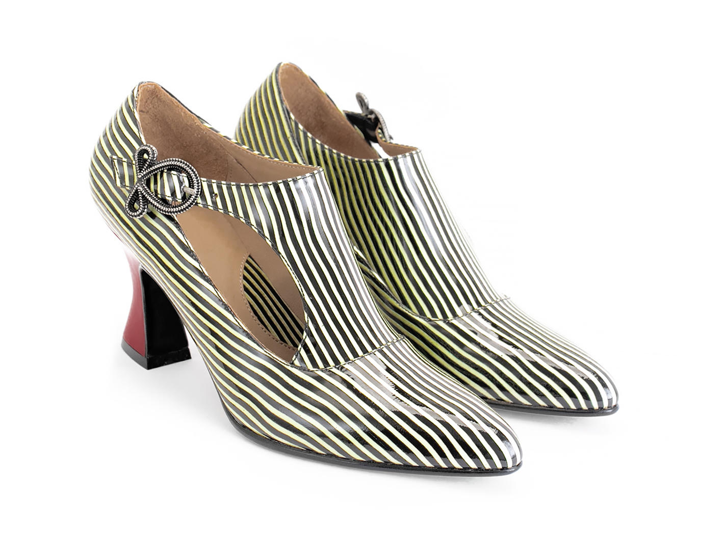 Darla Striped Buckled leather heel: Quarter view