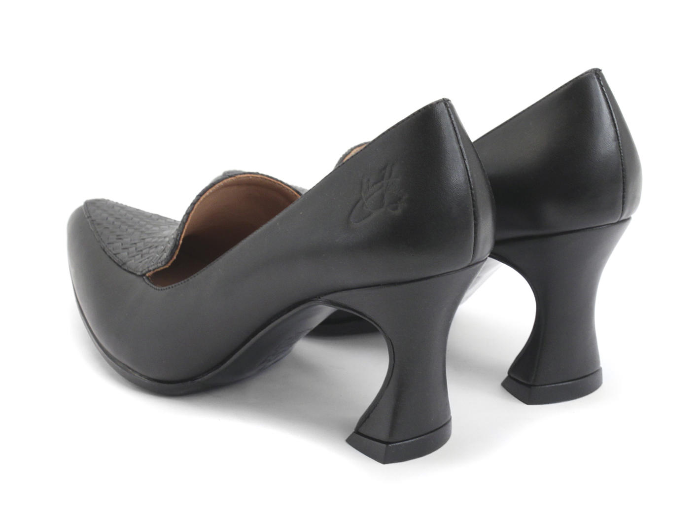 Davis Black Weave Classy Loafer Heels: Back