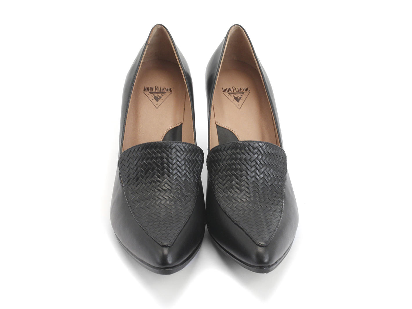 Davis Black Weave Classy Loafer Heels: Front