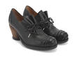 Della Black Lace-Up Ruched Toe Leather Heel