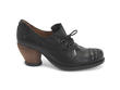 Della Black Lace-Up Ruched Toe Leather Heel