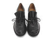 Della Black Lace-Up Ruched Toe Leather Heel