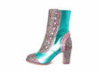 Denise Pink/Green Ankle Boots with Buttons: Profile outside