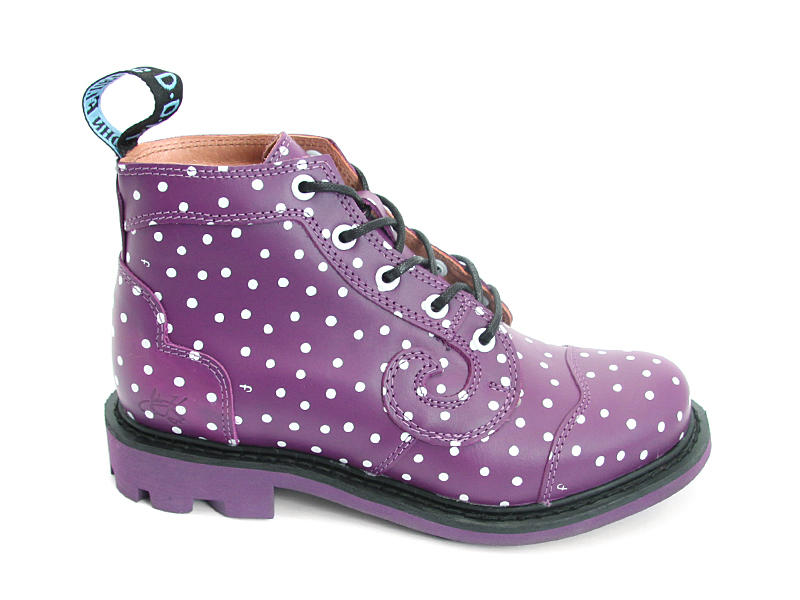 Derby Swirl (5 Eye) Purple with Dots Classic Lace-Up Derby Boot