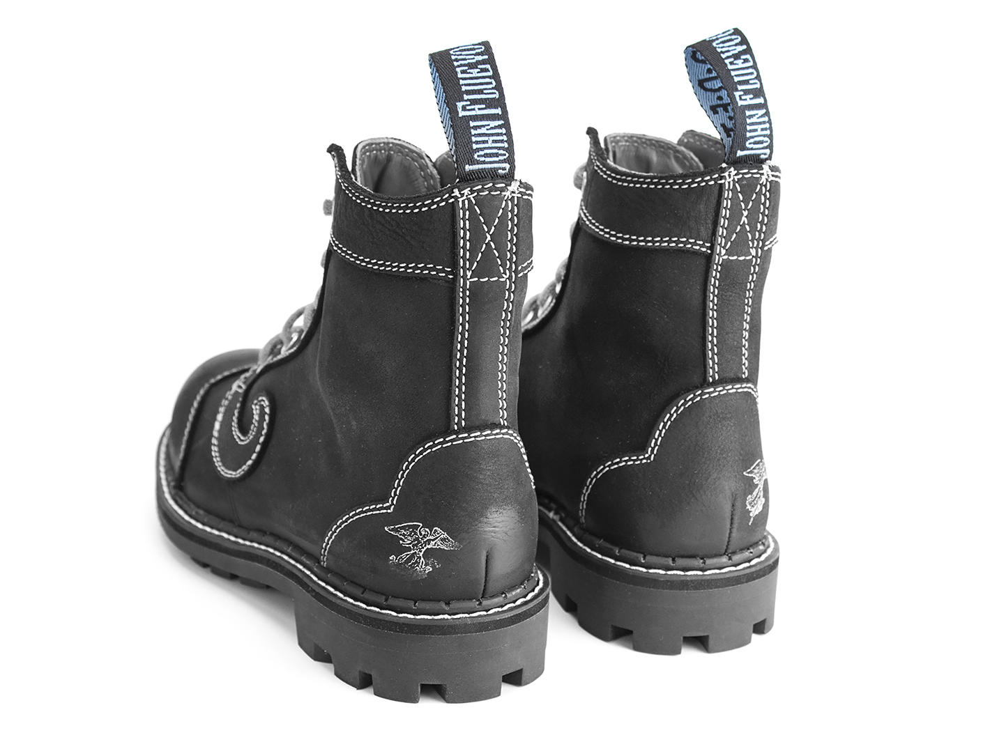 Derby Swirl (6 Eye) Black Classic Derby Boots: Back