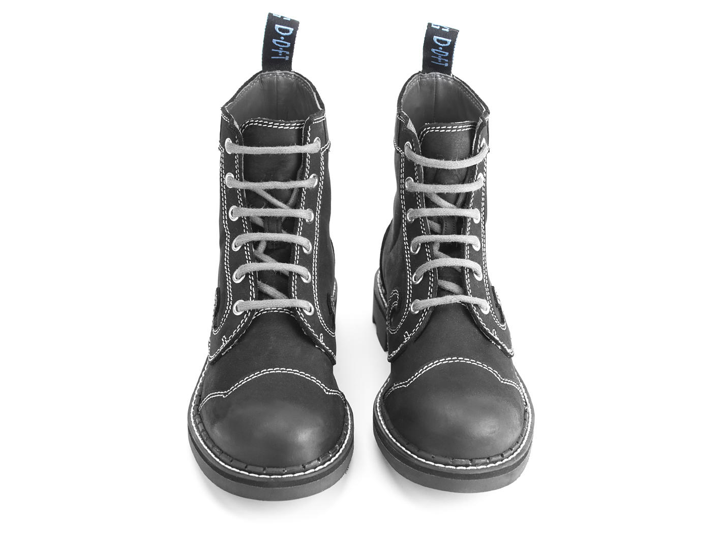 Derby Swirl (6 Eye) Black Classic Derby Boots: Front