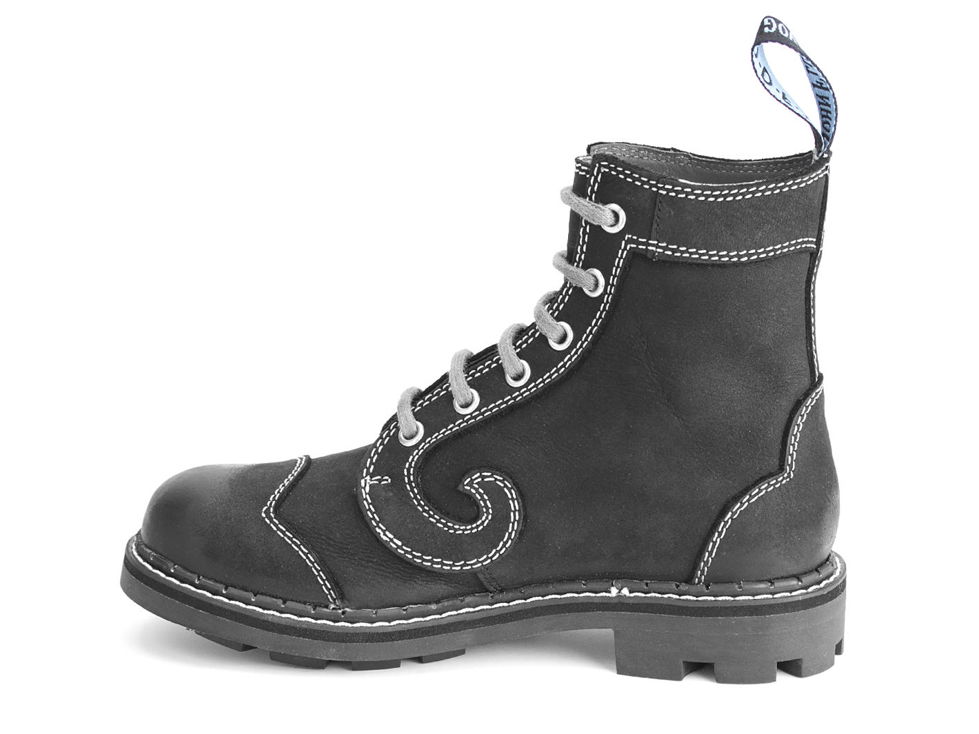 Derby Swirl (6 Eye) Black Classic Derby Boots: Profile inside