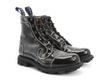 Derby Swirl (6 Eye) Black with white stitch Classic Derby Boots: Quarter view