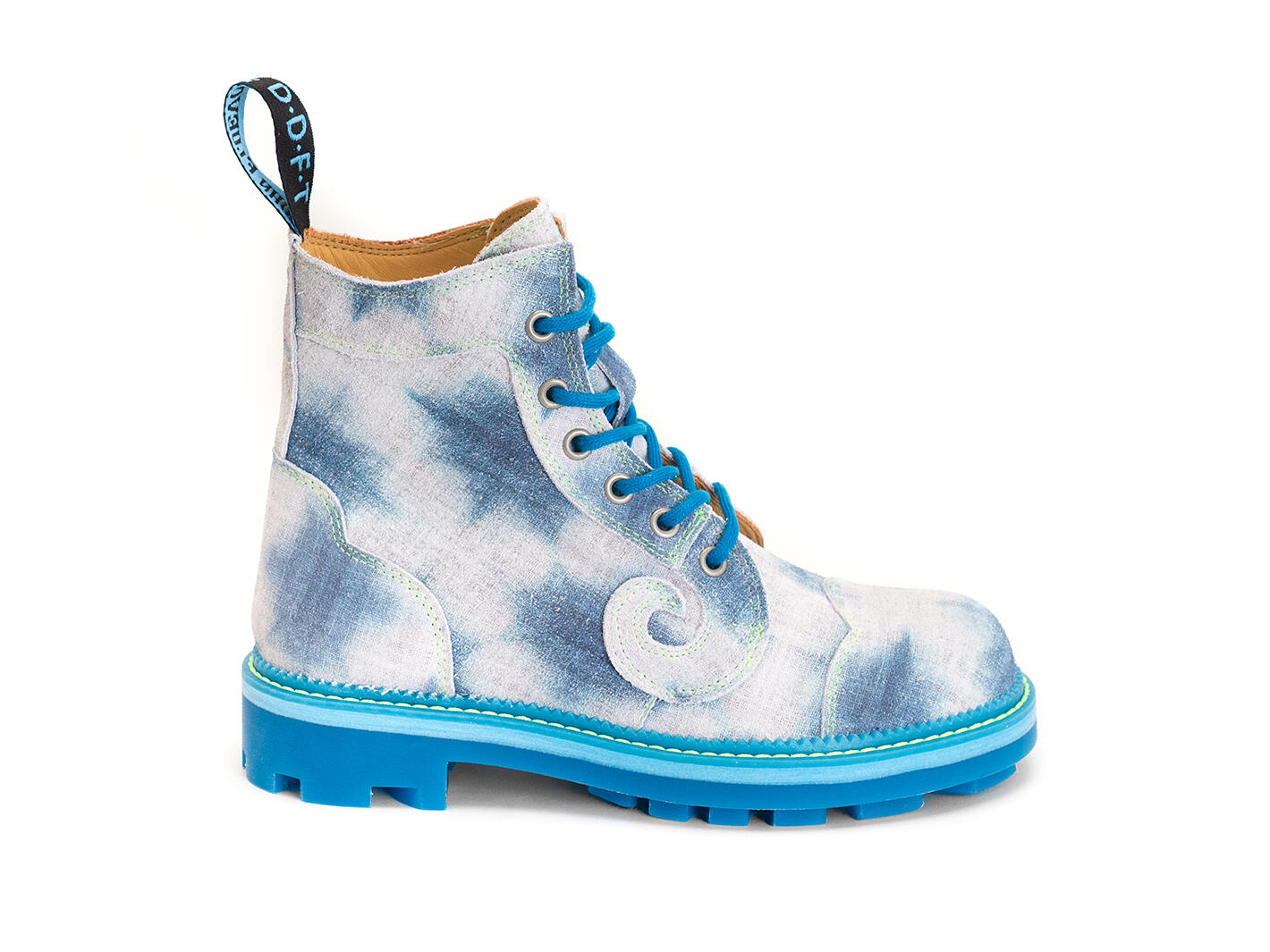 Derby Swirl (6 Oeillets) Tie Dye/Bleu Classic Derby Boots: Profile outside