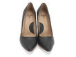 Desmond Black Canvas Angular Mid Heel Pumps: Front