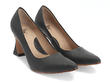 Desmond Black Canvas Angular Mid Heel Pumps: Quarter view