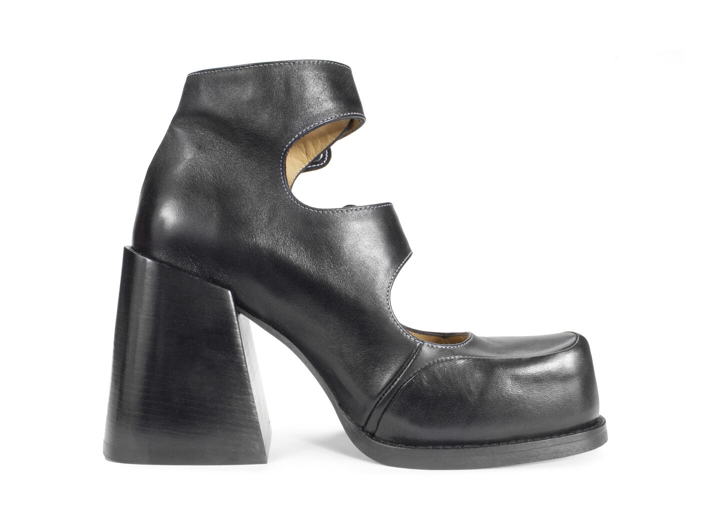 51079 - Black Leather Teens Double Strap Shoe main image 1