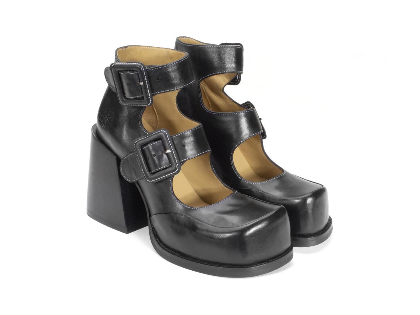 Dionna Noir Talon à deux brides: Quarter view