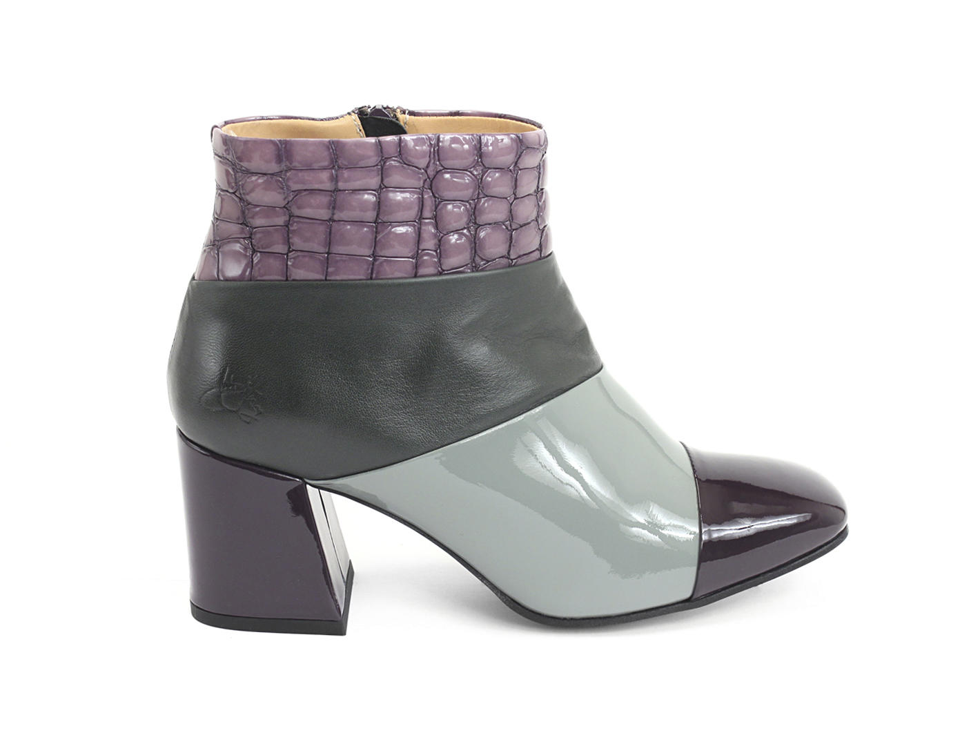 Doreen Purple & Green Striped ankle boot: Profile outside