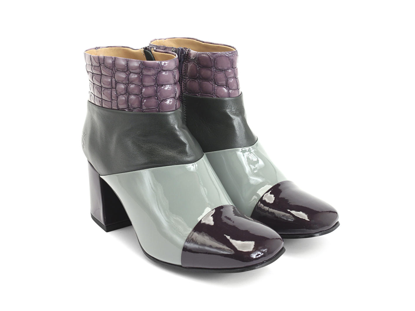 Doreen Purple & Green Striped ankle boot: Quarter view
