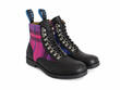 Doug Plaid violet Bottillon lacé en cuir avec tissu: Quarter view
