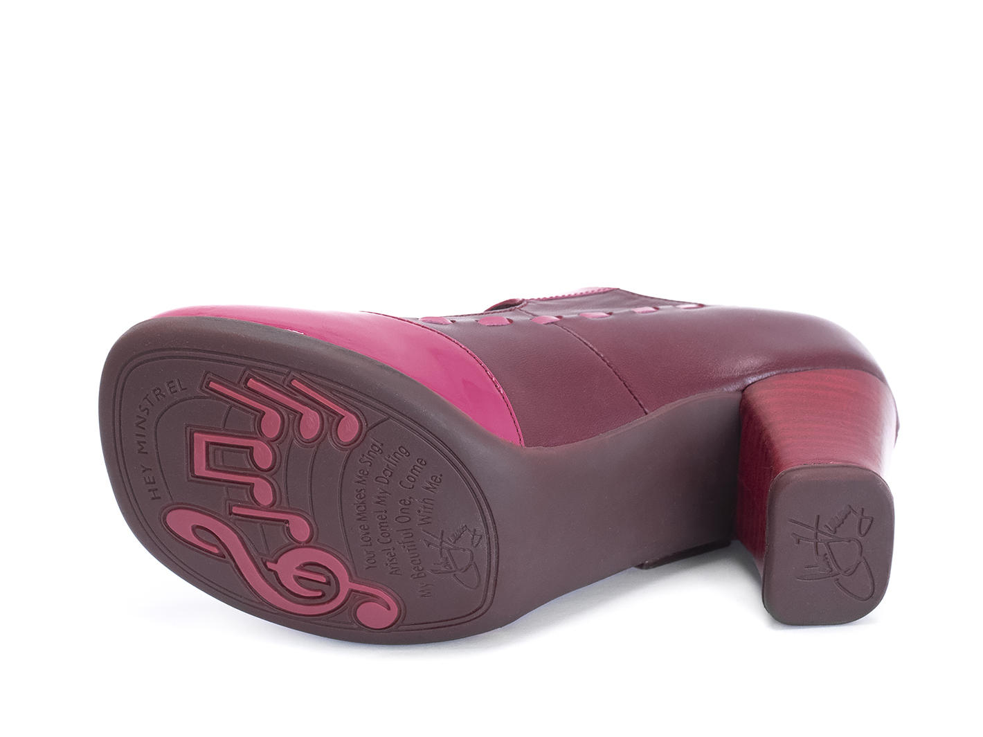 Dr. Henry Pink/Burgundy Mary Janes with Stitching: Front