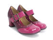 Dr. Henry Pink/Burgundy Mary Janes with Stitching: Quarter view