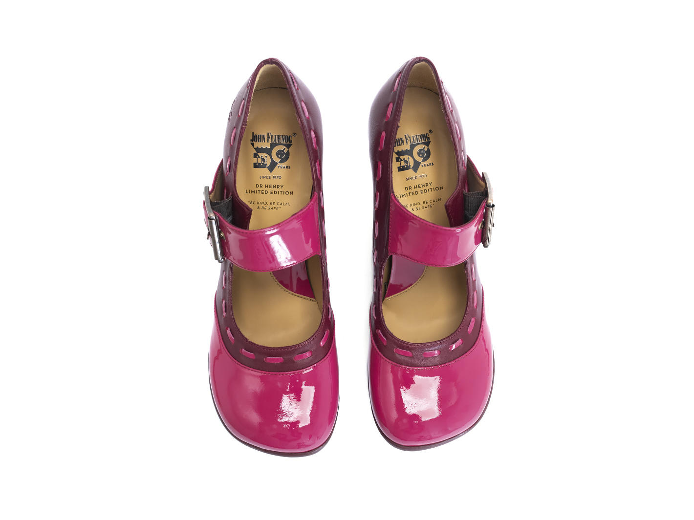 Dr. Henry Pink/Burgundy Mary Janes with Stitching: Sole