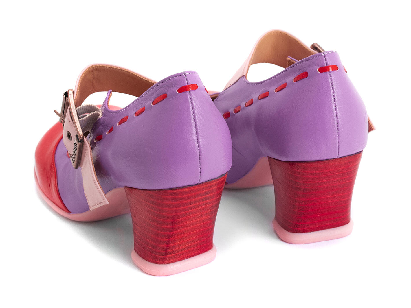 Dr. Henry Purple/Red Mary Janes with Stitching: Back