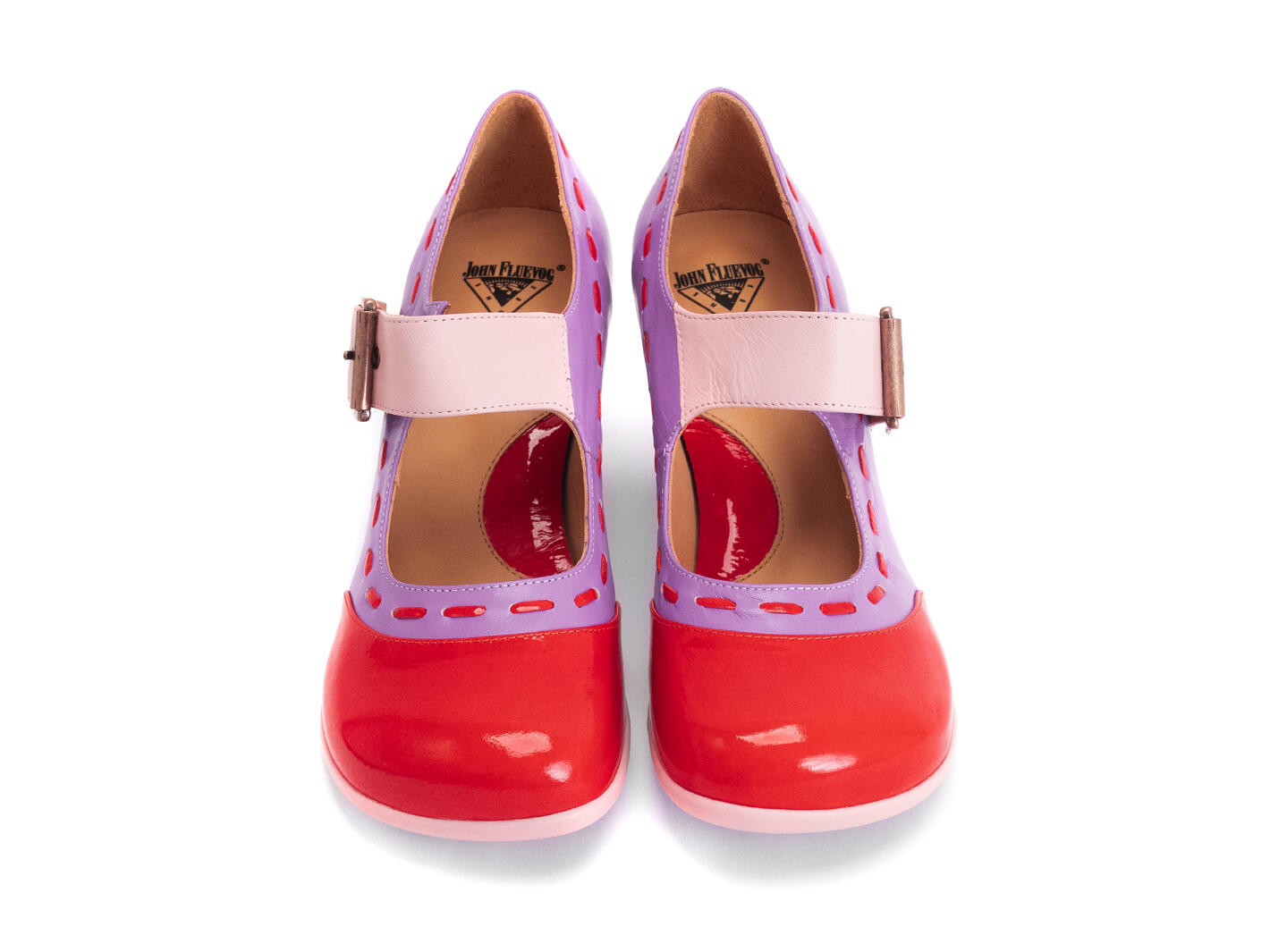 Dr. Henry Purple/Red Mary Janes with Stitching: Front
