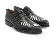Duckie Black Pointed dress shoe with cutouts: Quarter view