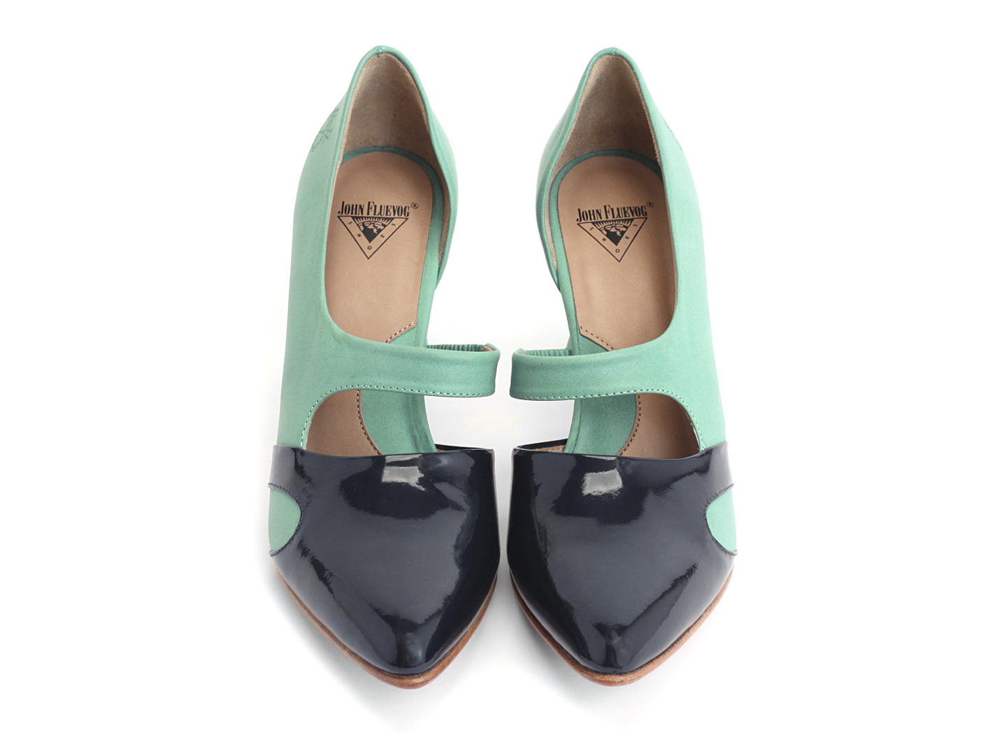 Earhart Aqua Asymmetrical D'orsay pump: Front