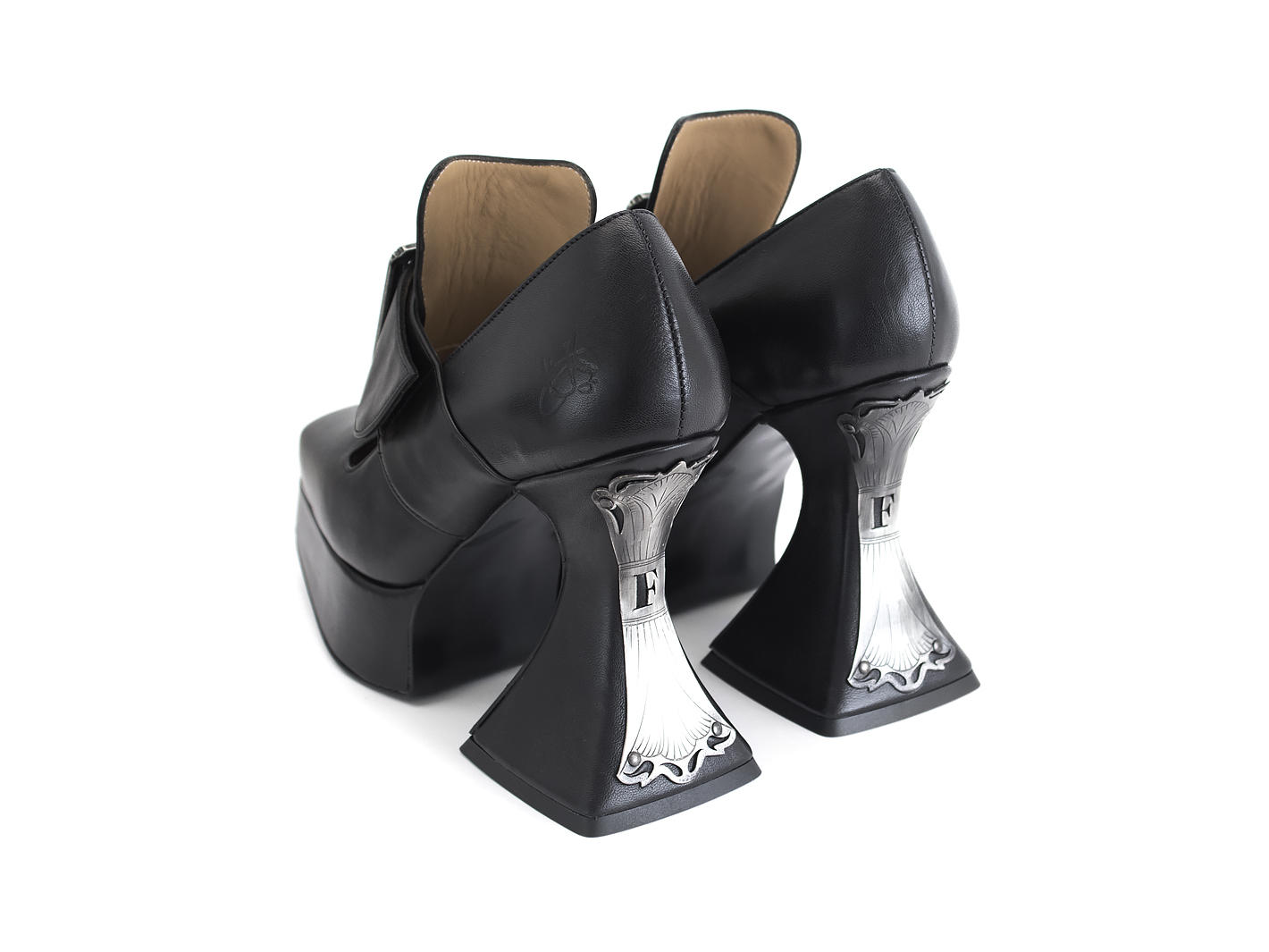Elektra Black Platform t-strap heel: Back