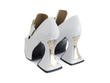Elektra White Platform t-strap heel: Back