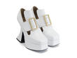 Elektra White Platform t-strap heel: Quarter view