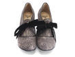 Elisabetta Noir & doré Scallop Edged Heel: Front