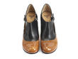 Ella Baker Black Floral & Orange Brogued Heel with Cutout: Front