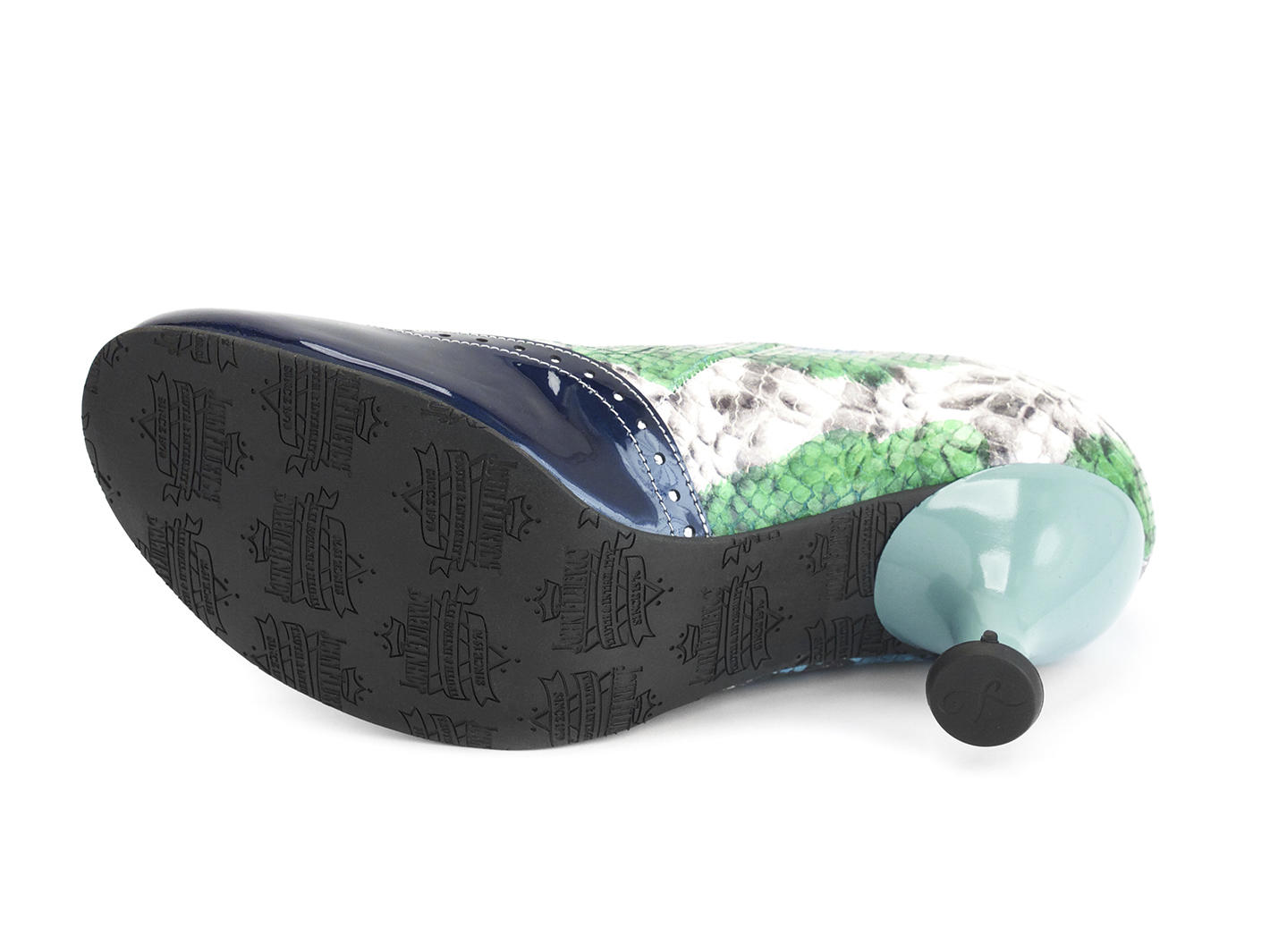 Ella Baker Bleu/Python floral Talon brogue avec découpe: Sole