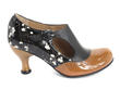 Ella Baker Noir floral & orange Talon brogue avec découpe: Profile outside