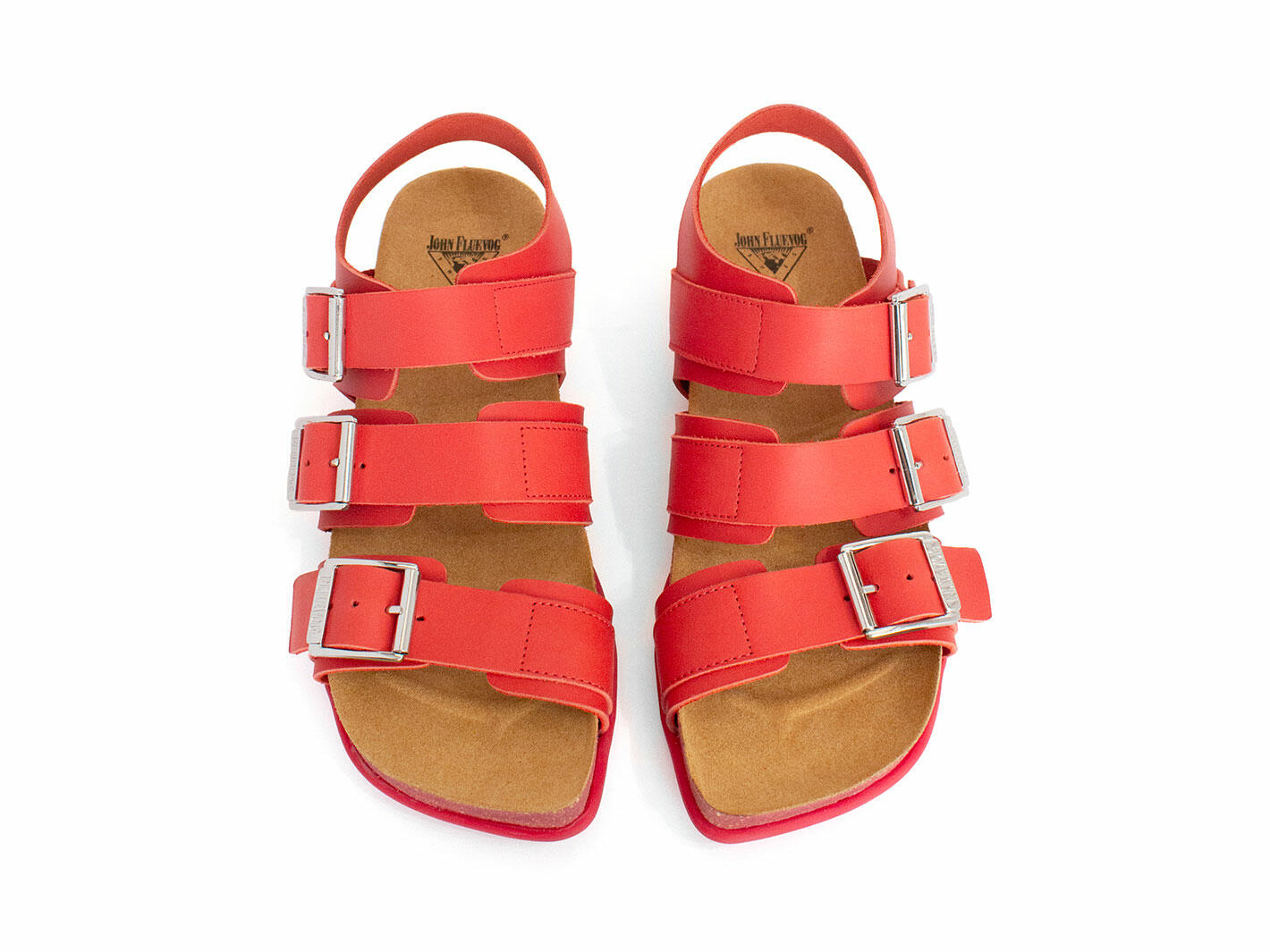 Elsie Red Strappy Buckled Sandals: Front