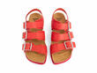 Elsie Red Strappy Buckled Sandals: Front