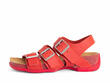 Elsie Red Strappy Buckled Sandals: Profile outside