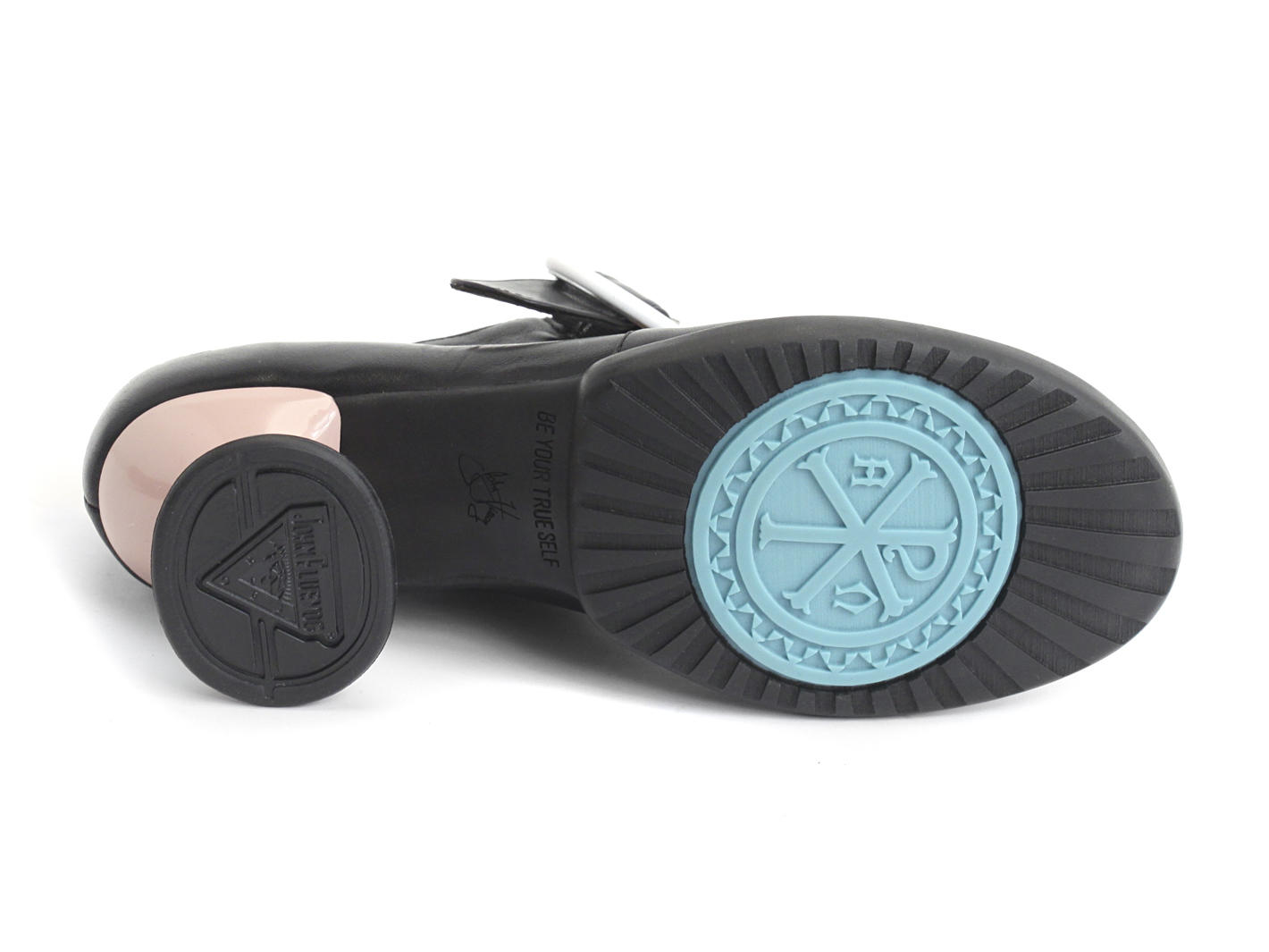 Enthusiast Black & Pink Vintage style t-strap heel: Sole