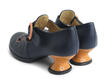 Enthusiast Navy & Orange Vintage style t-strap heel: Back