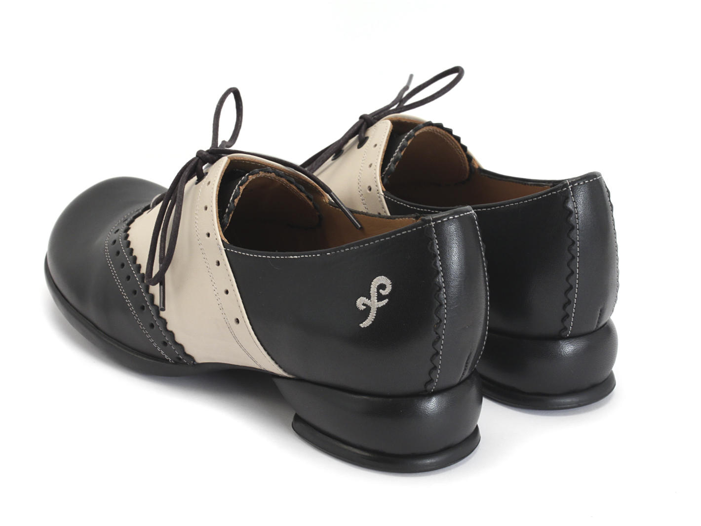 Erika Black & Ivory Brogued oxford shoe: Back