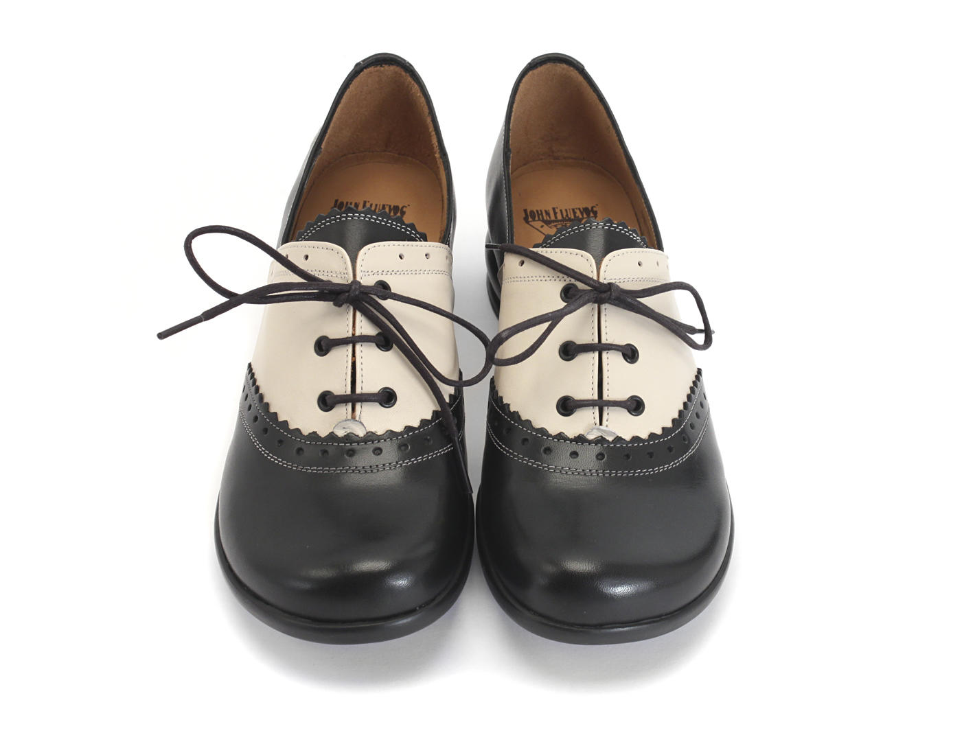 Erika Noir & Beige Brogued oxford shoe: Front