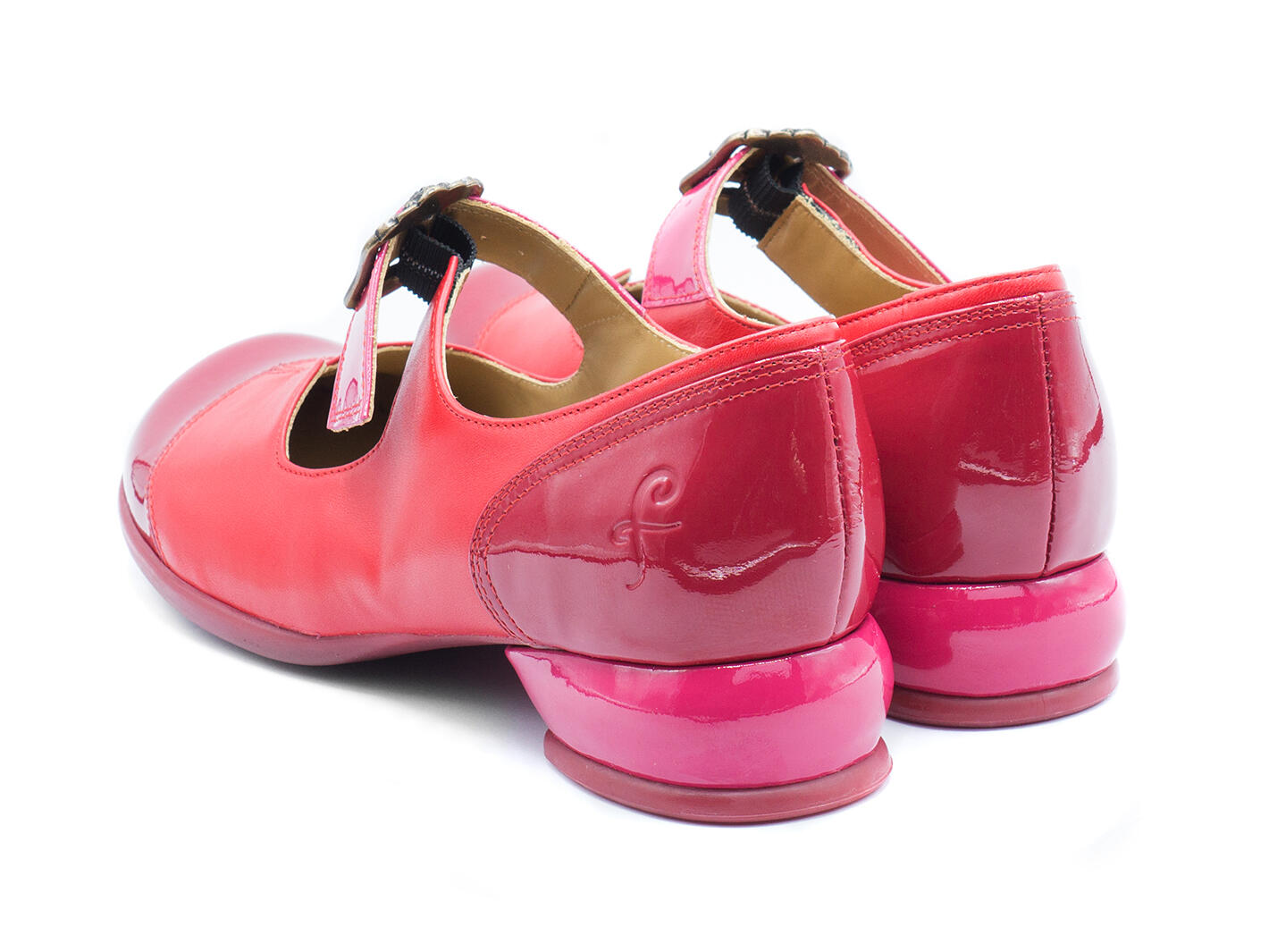 Esser Red/Pink Flat Mary Janes with a Buckle: Back