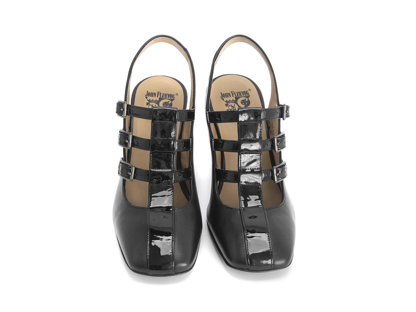 Estefan Black Strappy slingback heel: Front