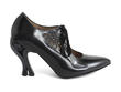 Estella Black Laser cut lace-up heel: Profile outside