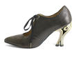 Estella Chocolate Laser cut lace-up heel: Profile inside
