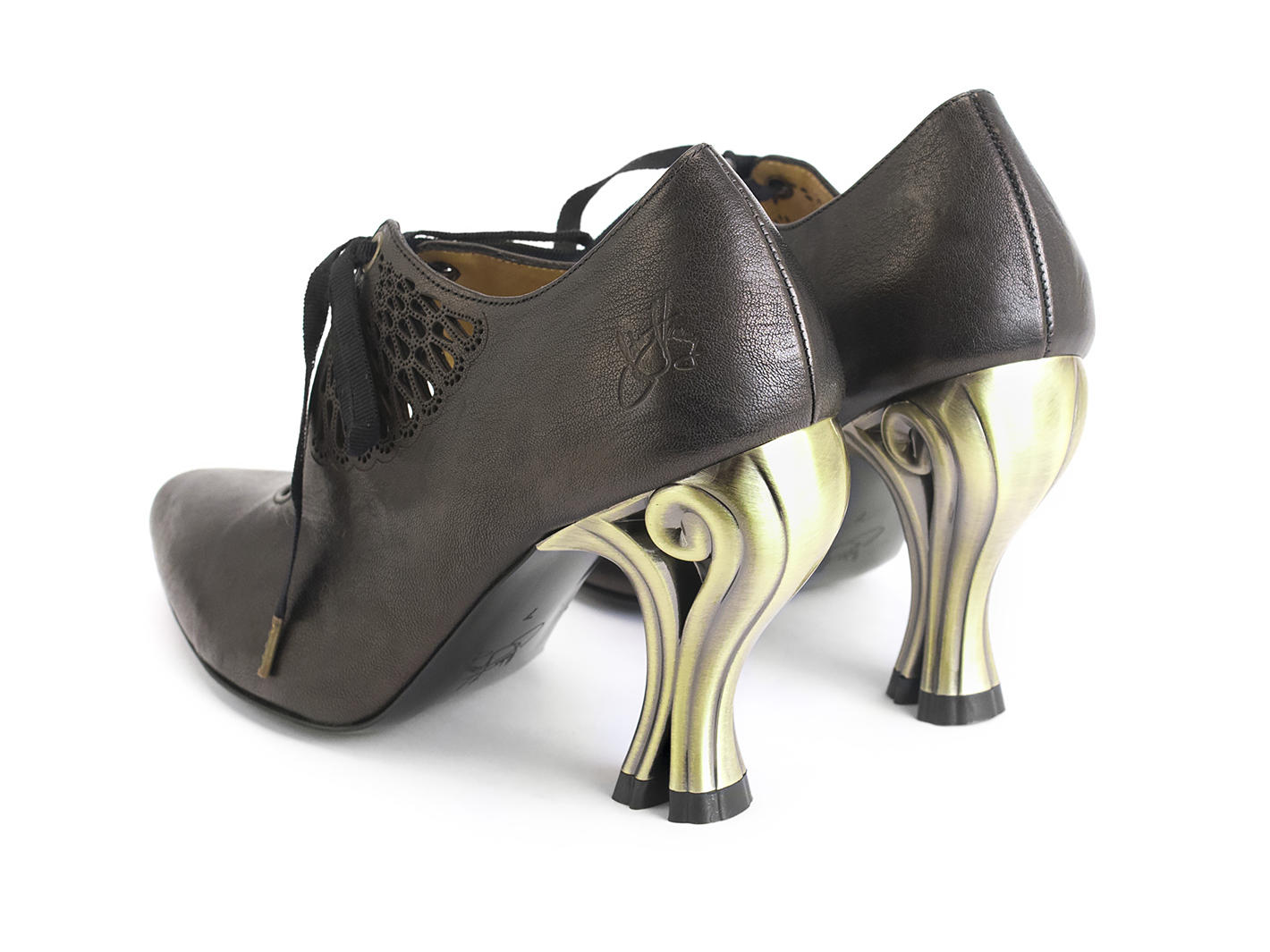 Estella Chocolate Talon lacé découpé au laser: Back