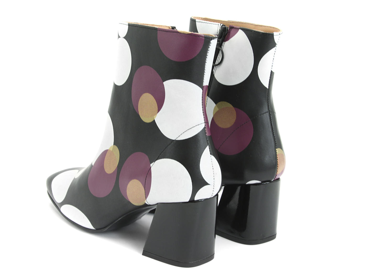 Ester Large Polka Dot Leather Ankle Boot: Back