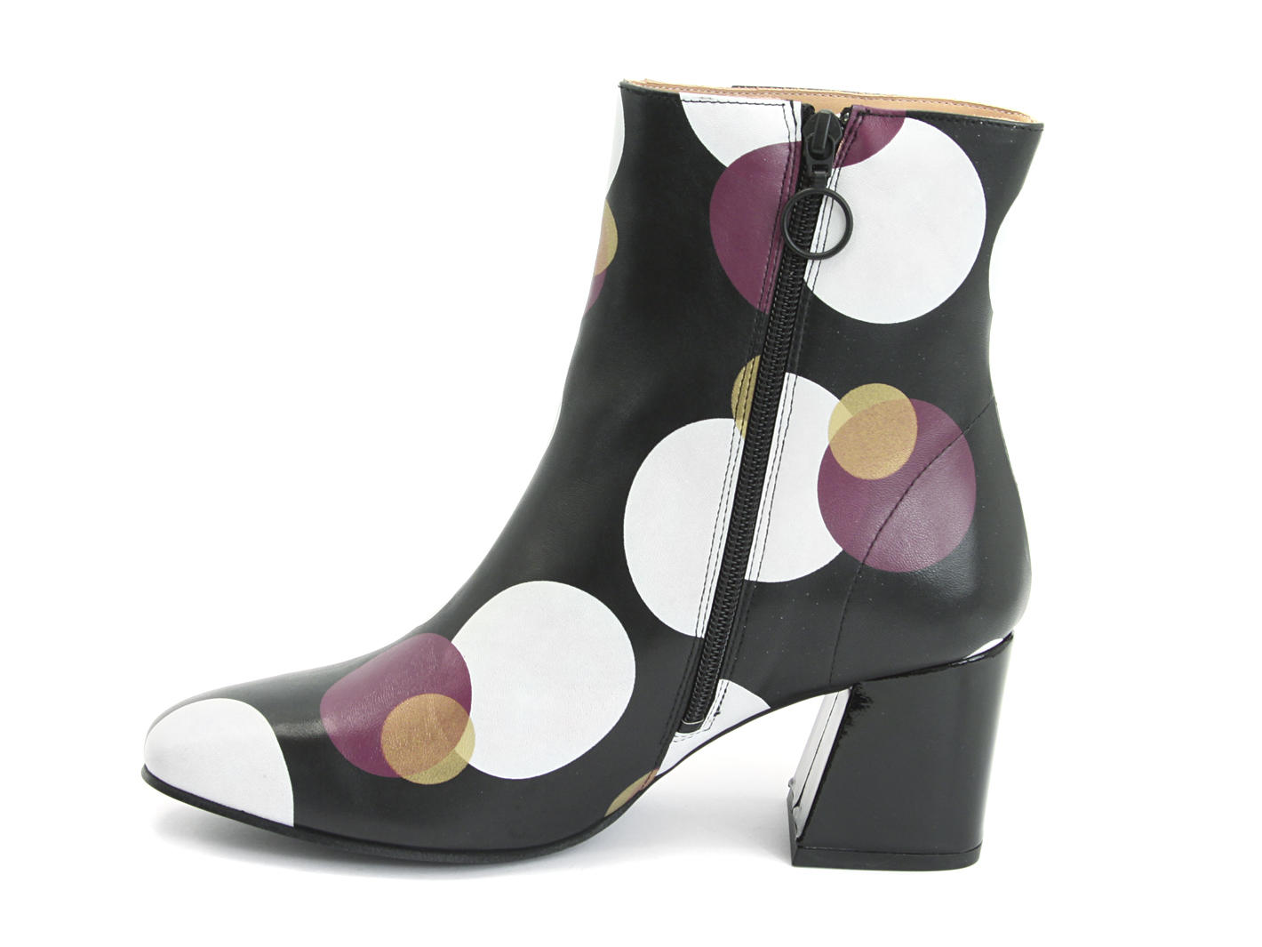Ester Large Polka Dot Leather Ankle Boot: Profile inside