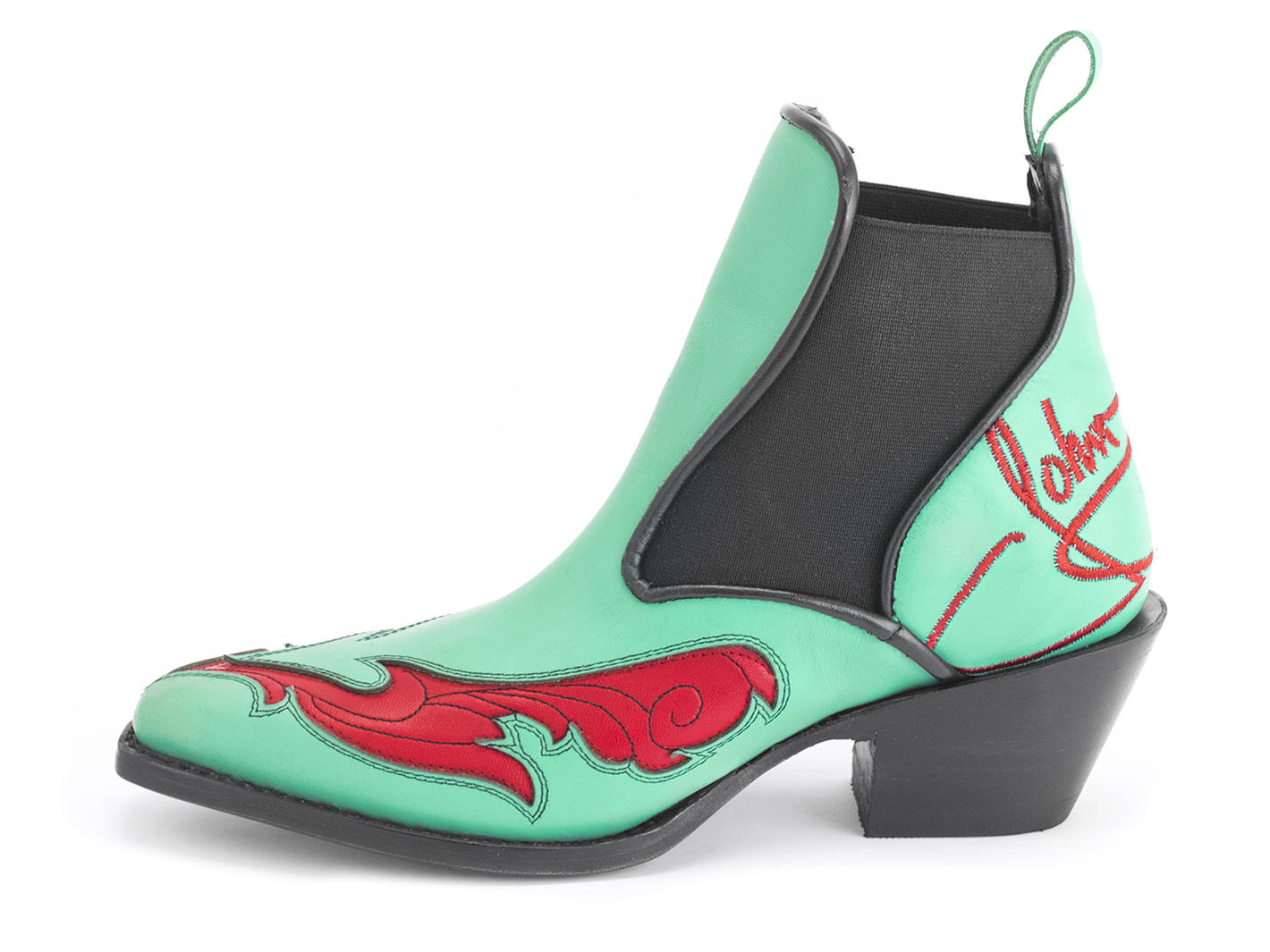 Estrelita Aqua Western chelsea boot: Profile inside